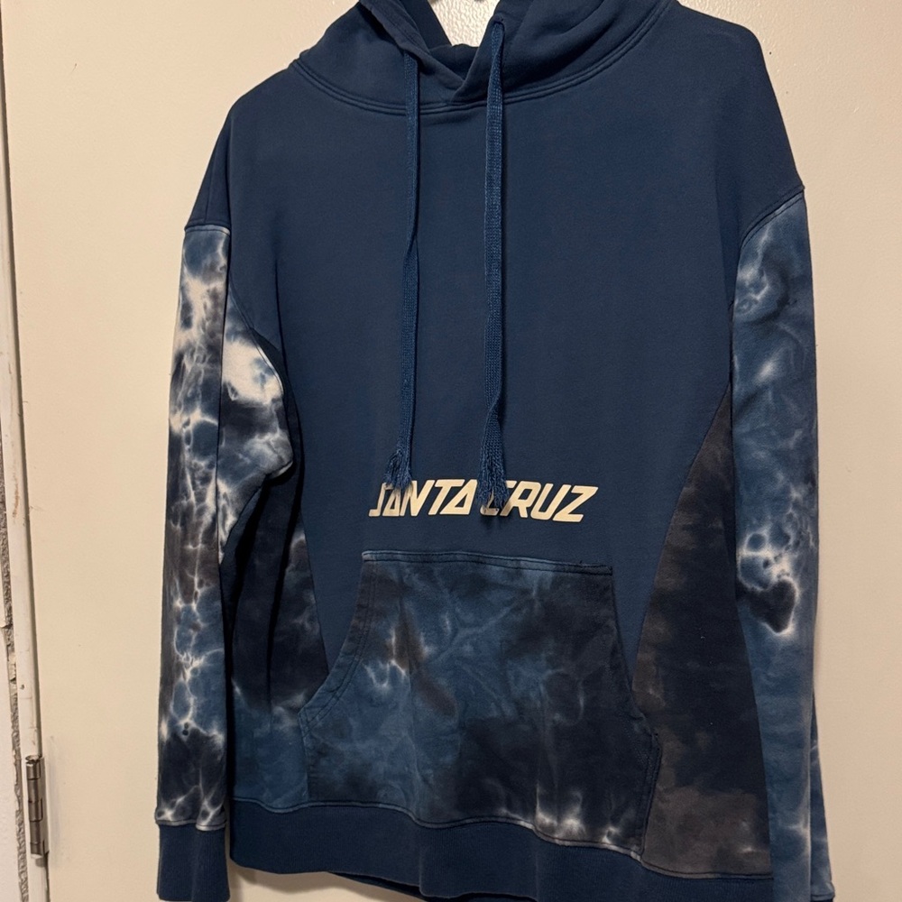 Santa Cruz Skateboards Navy Blue Tie-Dye Sleeve & Pocket Hoodie